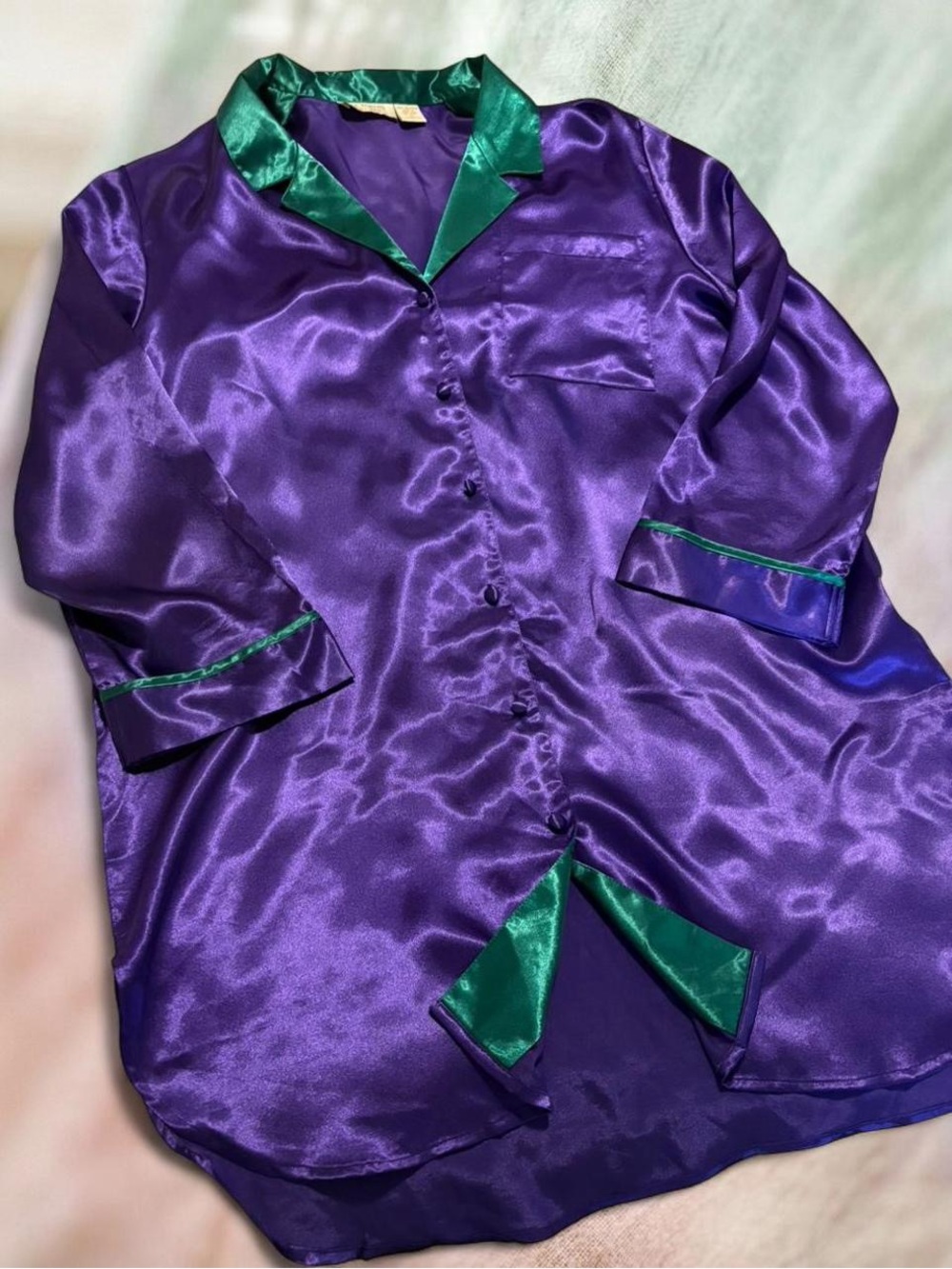 Vintage Victoria's Secret satin button-front nightshirt size large gold label